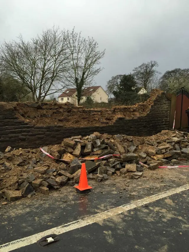 The collapsed wall at Bretforton