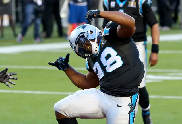 Jonathan Stewart celebrates