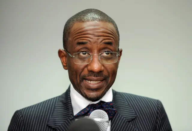 Lamido Aminu Sanusi speaks on the state of five Nigerian banks in Lagos on August 14, 2009