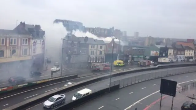 Fire on Bristol Street in Birmingham