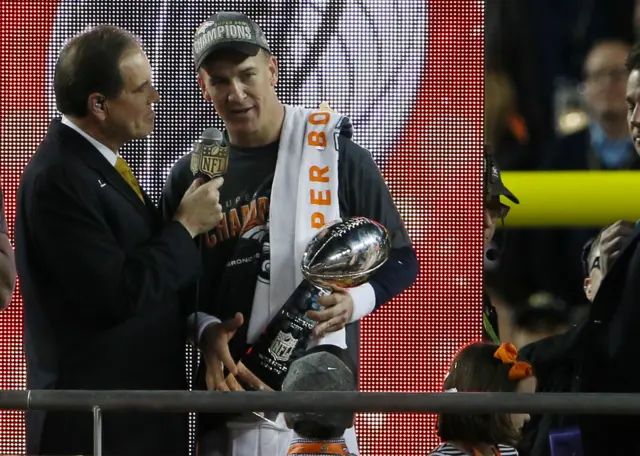 Peyton Manning is interviewed