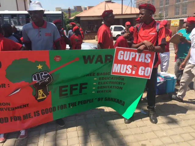 Supporters of South Africa's Economic Freedom Fighters opposition party