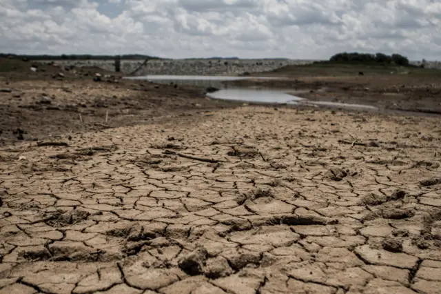 Dried up lake in Zimbabwe