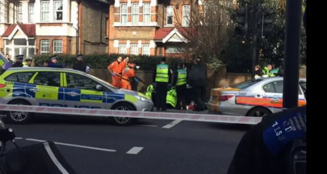 Scene of the motorcycle crash in east London