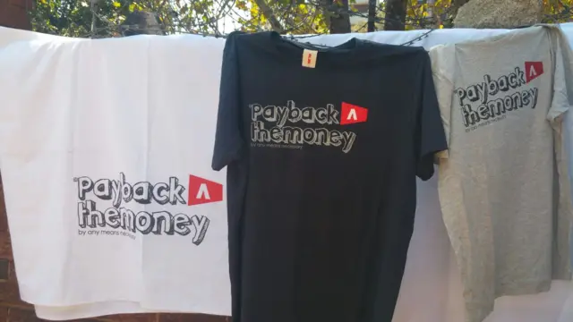 T-shirts asking Zuma to bring back the money