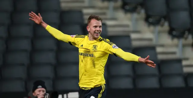 Jordan Rhodes of Middlesbrough celebrates