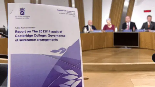 The report on the 2013/14 audit of Coatbridge College: Governance of severance arrangements with the committee in the background