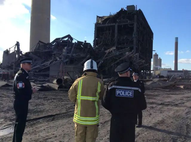 Police and fire services at the Didcot power station site