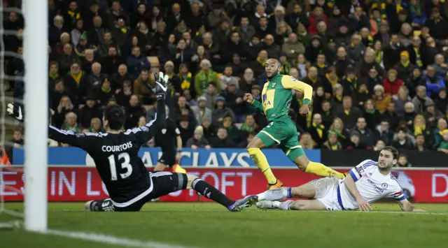 Nathan Redmond scores for Norwich