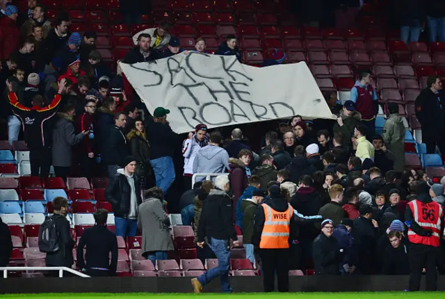 Aston Villa fans protest at the club's board