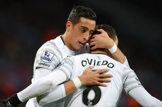 Funes Mori celebrates his opening goal