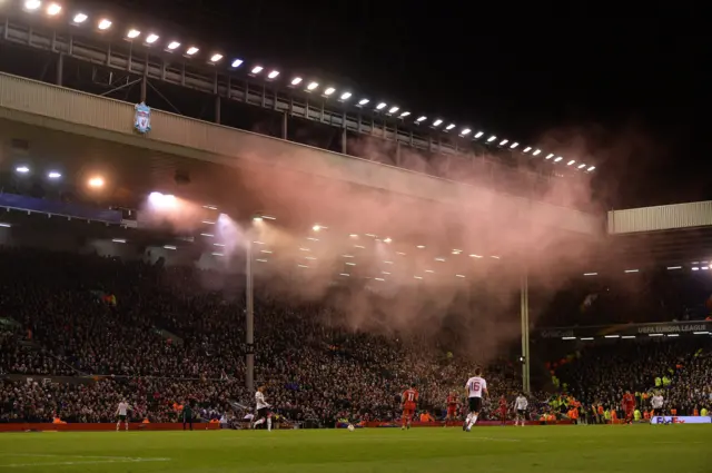 Smoke at Anfield