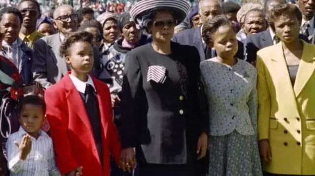 Limpho Hani pictured here in 1993 during a vigil for her husband in Soweto, South Africa