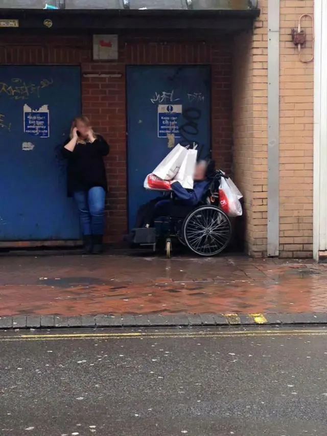 Mencap support worker smoking cigarette