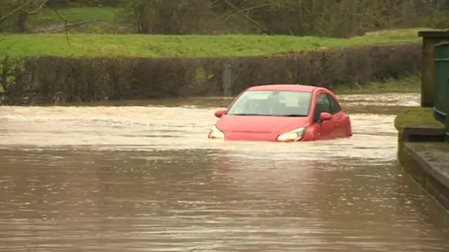 Car in floodwater