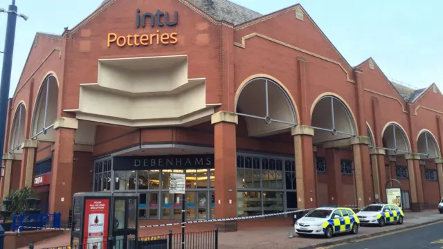 Police cars outside intu Potteries shopping centre