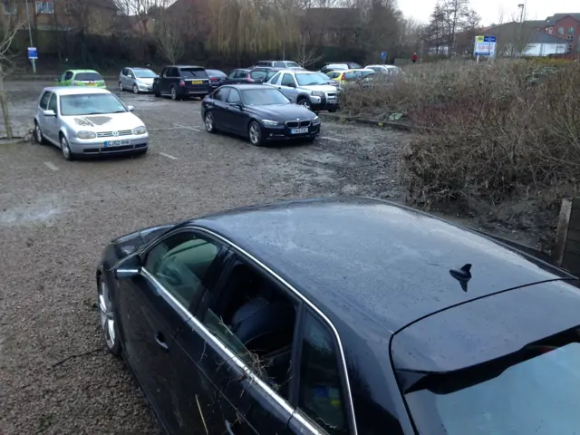 Abandoned cars in a car park