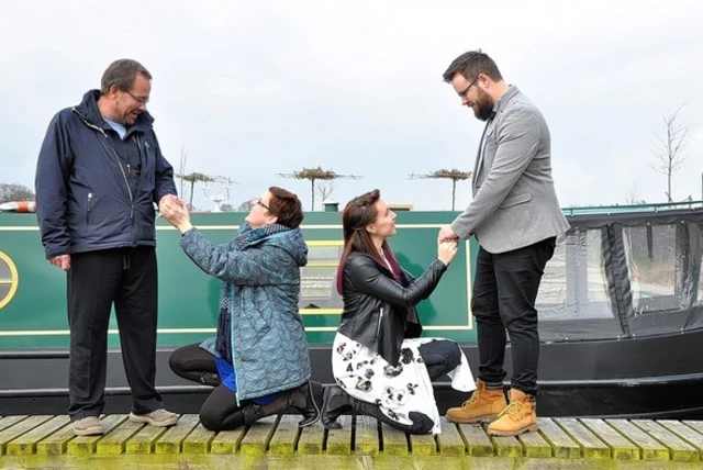 Paul Burnage, Emma Bailey, Lotti Rawle and Matt Evans at the Mercia Marina in Willington