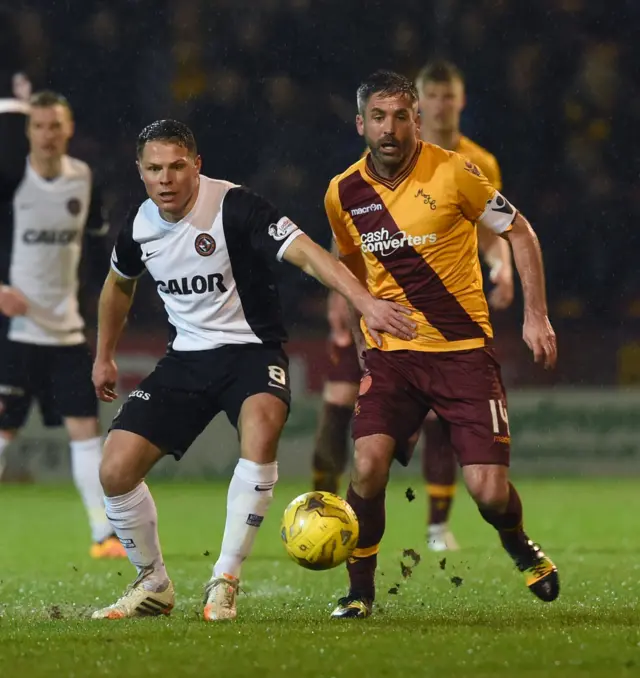 Dundee United's John Rankin and Motherwell's Keith Lasley