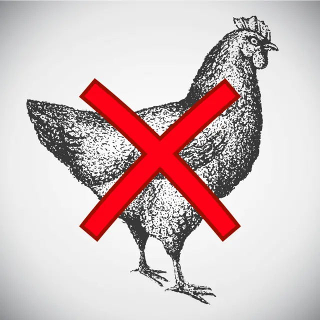 A chicken with a red "x"