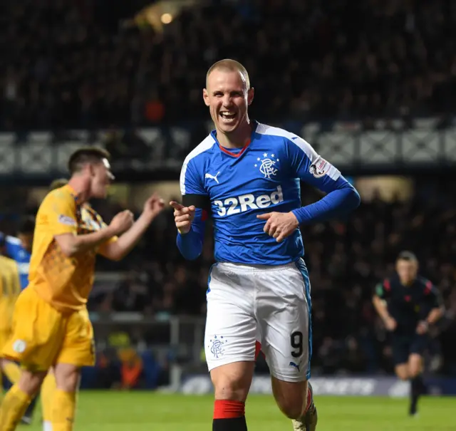 Rangers striker Kenny Miller celebrates his goal