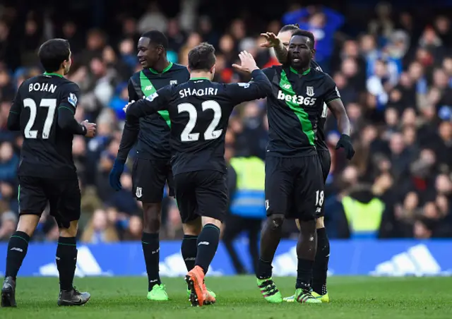 Stoke celebrate against Chelsea