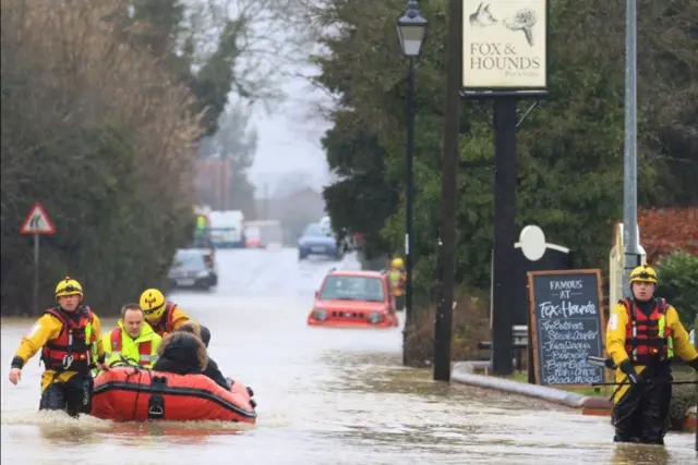 Floods in Riseley on Tuesday