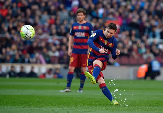 Lionel Messi misses a penalty