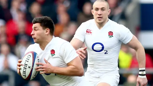 England's Ben Youngs takes a quick penalty