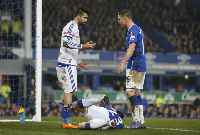 Diego Costa and Seamus Coleman