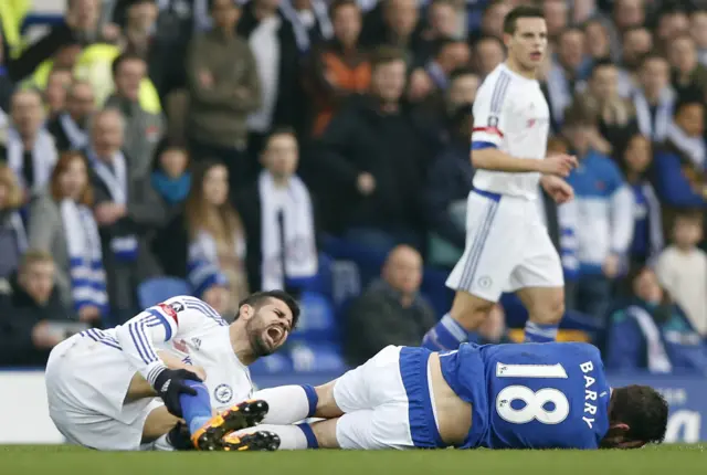 Diego Costa and Gareth Barry