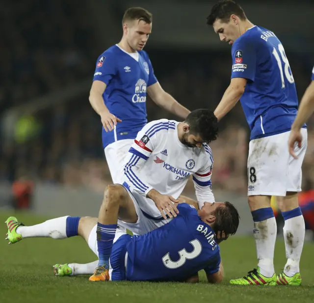 Diego Costa and Leighton Baines