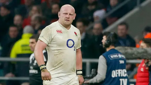 Dan Cole walks off after being shown a yellow card