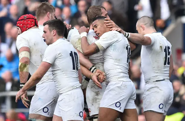 England's players celebrate