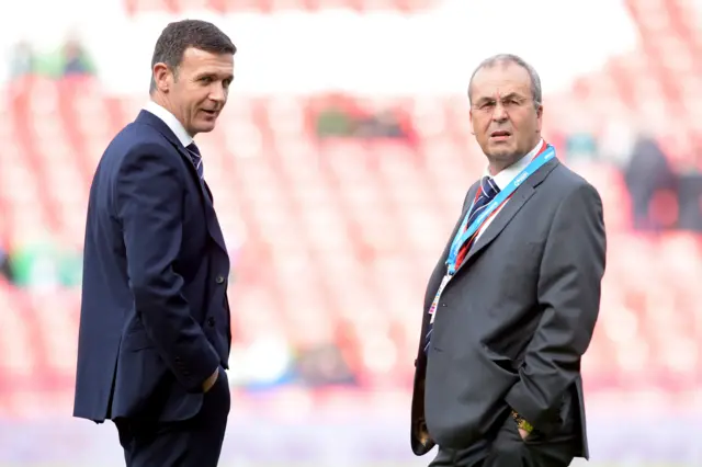 Ross County manager Jim McIntyre and chairman Roy McGregor at Hampden