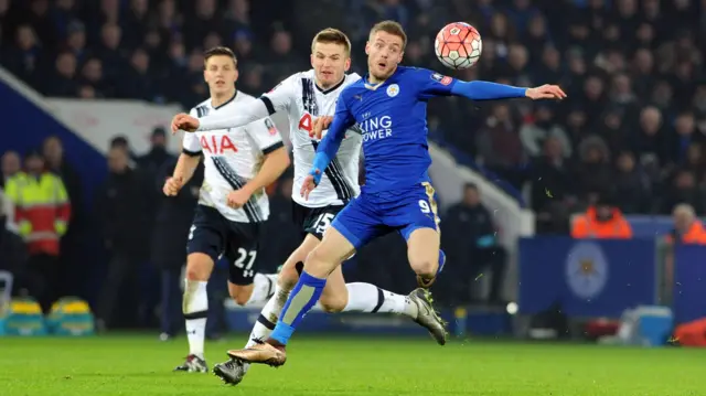 Jamie Vardy pursued by Eric Dier