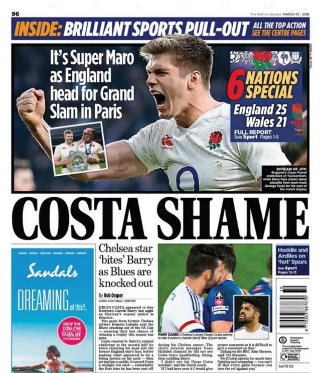 Mail on Sunday back page