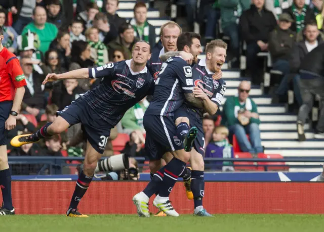 Ross County celebrate Michael Gardyne's opening goal