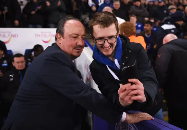 Rafa Benitez with a fan