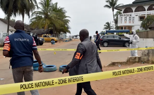 Policemen at site of attack