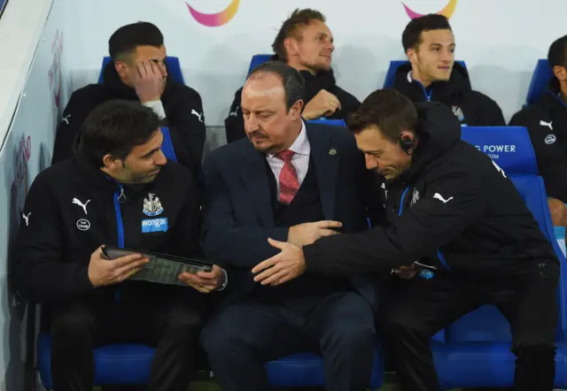 Rafa Benitez with coaching staff