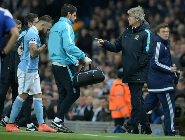 Nicolas Otamendi goes off injured