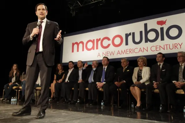 Marco Rubio speaks during a rally in Las Vegas (21 February 2016)