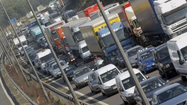 Traffic jam on the M6 motorway