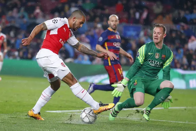 Arsenal's Theo Walcott shoots