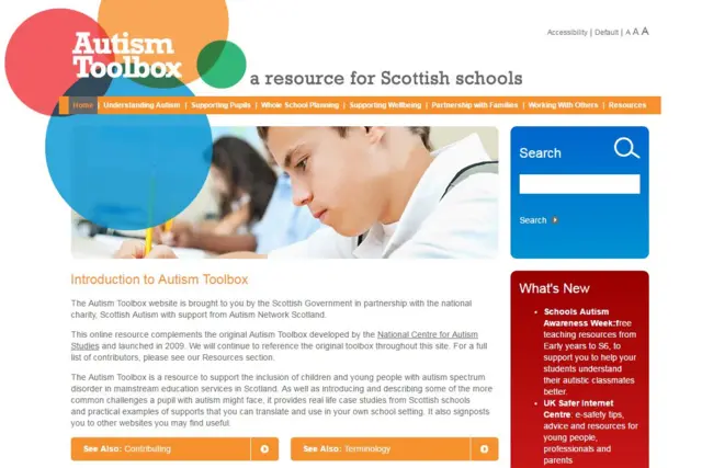 Autism Toolbox website homepage