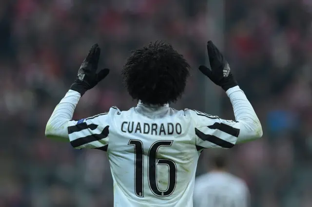 Juventus' Juan Cuadrado celebrates his goal