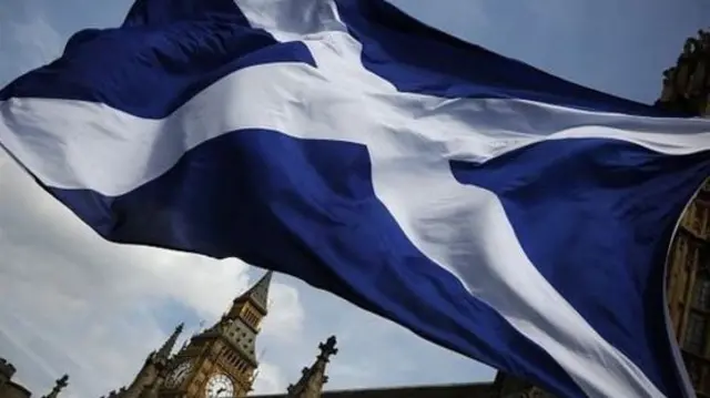 Scotland flag in front of Westminster