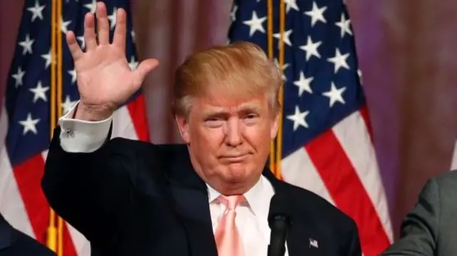 Republican presidential candidate Donald Trump addresses the media at a press conference following victory in the Florida state primary on March 15