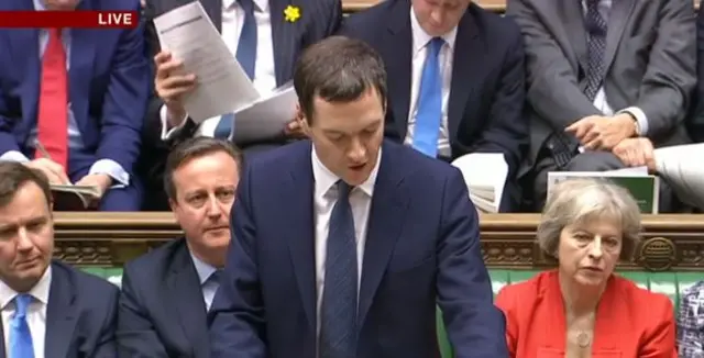 The Chancellor, George Osborne delivering 2016 budget